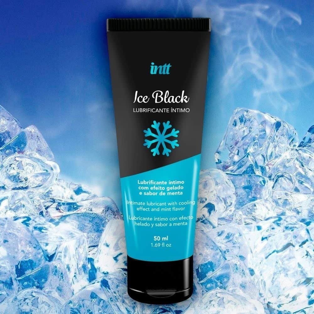 Lubricante Íntimo Base Agua Sabor Menta 50g  Ice Black - INTT