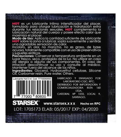 Sachet Lubricante Hot - Starsex