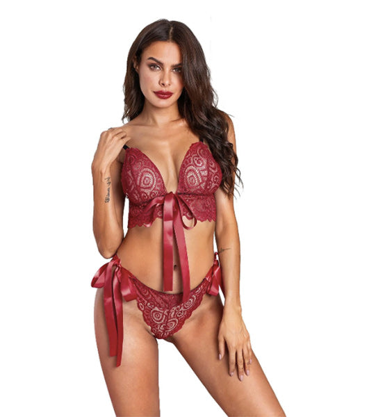Conjunto Encaje Rojo Gala