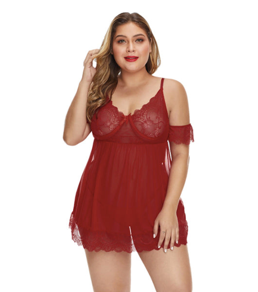 Babydoll Con Encaje Rojo - Marina
