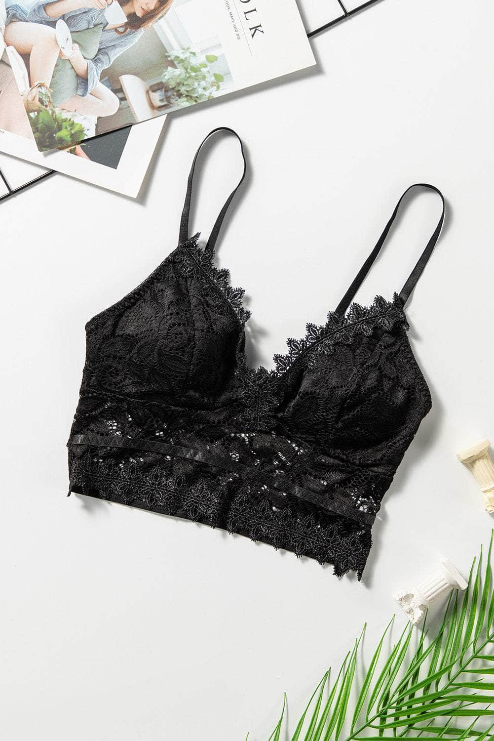 Bralette Black Deep V Lace