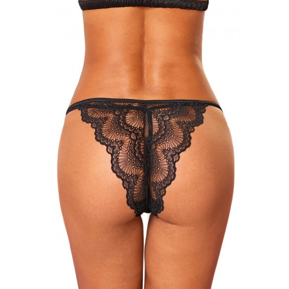 Tanga Encaje Negro - Mariposa